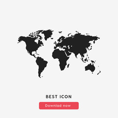 world map icon vector. Earth symbol. Map vector icon illustration