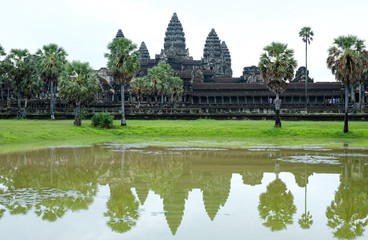 Fototapeta na wymiar Ancient temple complex Angkor Wat, Siem Reap, Cambodia. An ancient Hindu temple complex in Cambodia dedicated to the God Vishnu.
