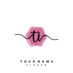 TI Initial handwriting logo vector