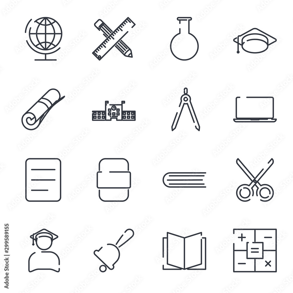 Aufkleber school and education set icon template color editable. school and education pack symbol vector sign 
