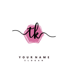 TK Initial handwriting logo vector