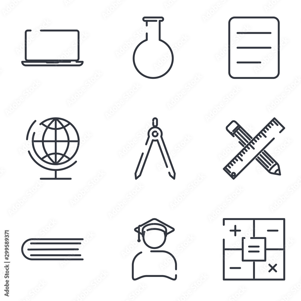 Aufkleber school and education set icon template color editable. school and education pack symbol vector sign 