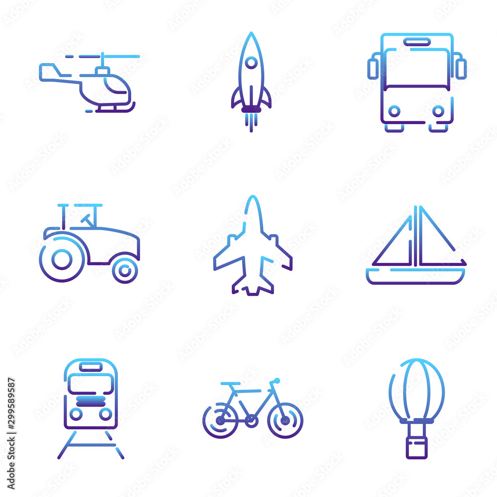 Poster transportation set icon template color editable. transportation pack symbol vector sign isolated on 