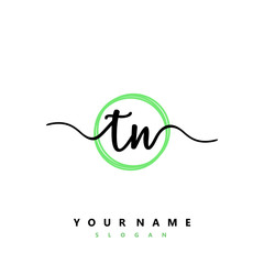 TN Initial handwriting logo vector