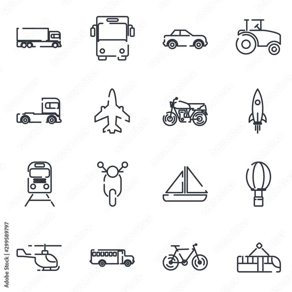 Poster transportation set icon template color editable. transportation pack symbol vector sign isolated on 