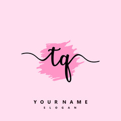 TQ Initial handwriting logo vector