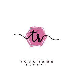 TR Initial handwriting logo vector
