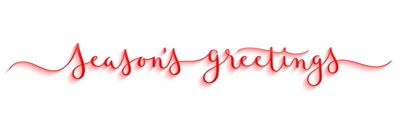 SEASON'S GREETINGS red vector brush calligraphy banner with swashes © HowLettery Studio