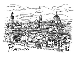 Florence sketch vector illustration. Suitable for Italian souvenirs, print for t-shirts, phone cases.