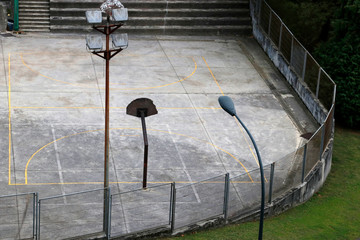 Empty basketball court in the suburbs of Bilbao