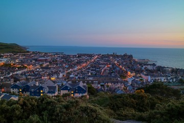 aberystwyth seafront sunset in summer