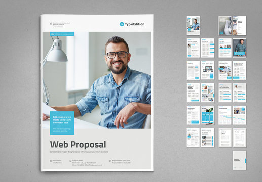 White and Light Gray Proposal Layout with Pale Cyan Elements
