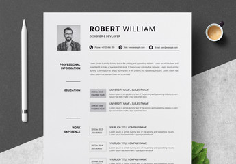 Minimalist 2 Page Resume Set Layout