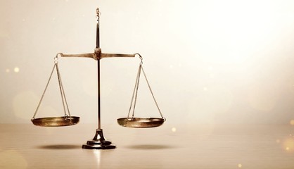 Scales on a white table in sunlight minimalism