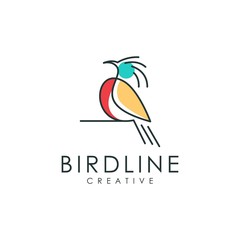 simple bird outline logo, animal vector illustration with colorful outline style