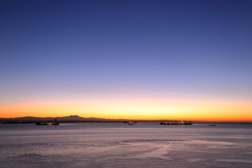 Long Beach port, California at dawn