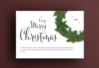 White and Green Card Layout with Christmas Decoration