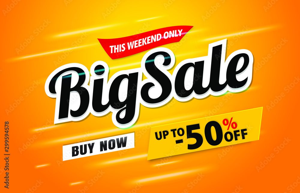 Wall mural big sale banner template yellow up to 50% off