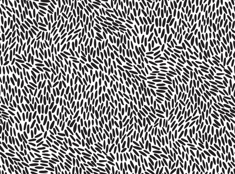 Hand drawn texture seamless pattern. &Ntilde;reative monochrome vector endless background painted by ink. Abstract doodle freehand shapes
