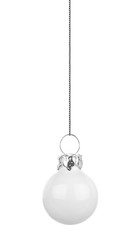Hanging white colored Christmas ornament isolated on white