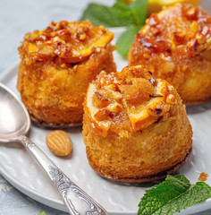 Cupcakes with caramelized orange close up.