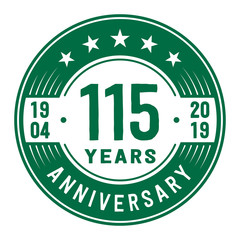 Celebration 115th anniversary logo design template. Vector and illustration.