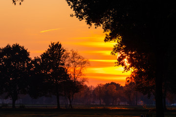 A special sunset  with intense colors in the autumn evening