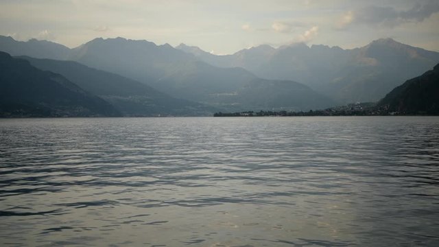 Lake Como Sunset. Photo Taken From the City of Bellano Waterfront Promenade. Italian Destination.