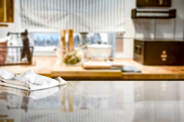 Desk of free space and kitchen furniture 