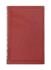 Hardcover book on white background, top view