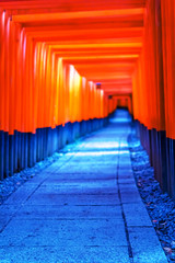 Red Torii gates in Fushimi Inari shrine in Kyoto, Japan
