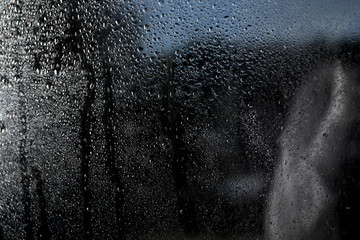 Rain drops on window glass as background