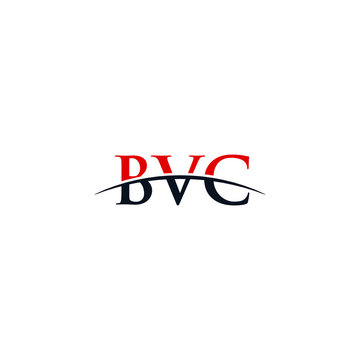 Initial letter BVC, overlapping movement swoosh horizon logo company design inspiration in red and dark blue color vector