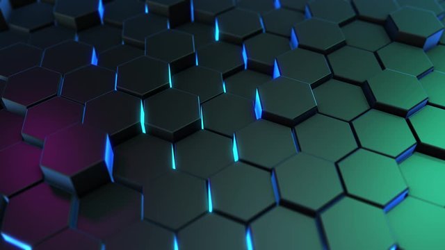 Abstract Random motion hexagon animation 4K 