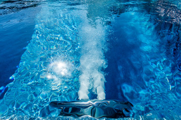 Countercurrent for the pool. Water attraction. Artificial flow. Pump. Hydromassage. Flow. Water resistance.