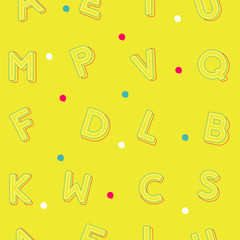 Alphabet pattern on yellow background