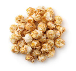 Top view of fresh caramel popcorn