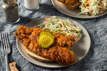 Homemade Nashville Hot Fish with Coleslaw