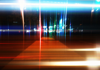 Pedestrian crossing on night highway abstract background
