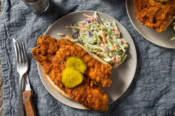 Homemade Nashville Hot Fish with Coleslaw