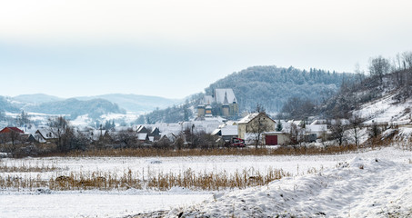 Romanian village in winter