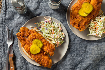 Homemade Nashville Hot Fish with Coleslaw