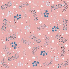 Seamless WInter Pattern with berries