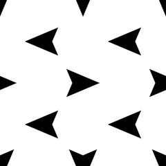 Arrows of different directions.  Seamless pattern with black pointers isolated on a white background.  Geometric vector illustration