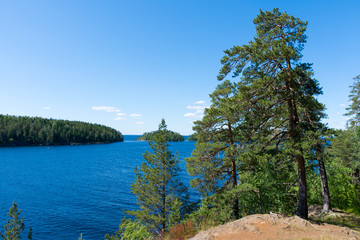 Fototapeta na wymiar Coast of the island of Valaam on Ladoga lake