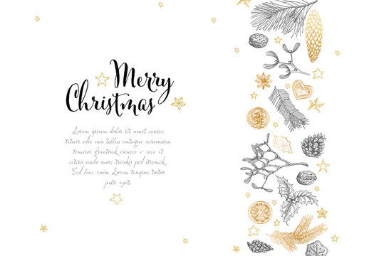 Hand Drawn Christmas Card Layout