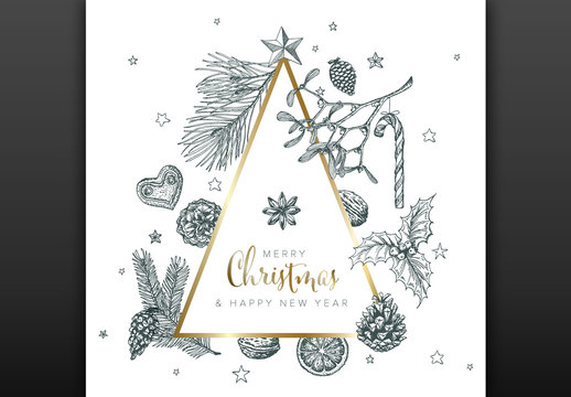 Hand Drawn Christmas Card Layout