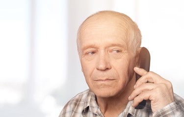 Seniors portrait of sad old caucasian man