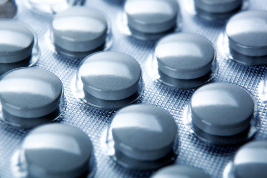 pills in a plate as a medicine close up