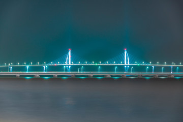 Night view of the Zhuhai section of the Hong Kong-Zhuhai-Macao Bridge in China
